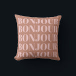 Bonjour | Fransk Typografi Terracotta och  Kudde<br><div class="desc">Minimalistisk Modern Fransk Bonjour i Terracotta och  Dekorativ kudde</div>