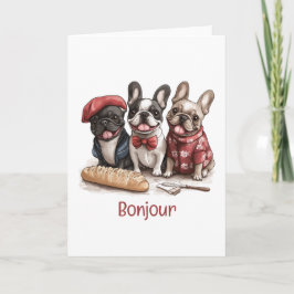 Bonjour franska bulldoggar kort