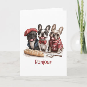 Bonjour franska bulldoggar kort