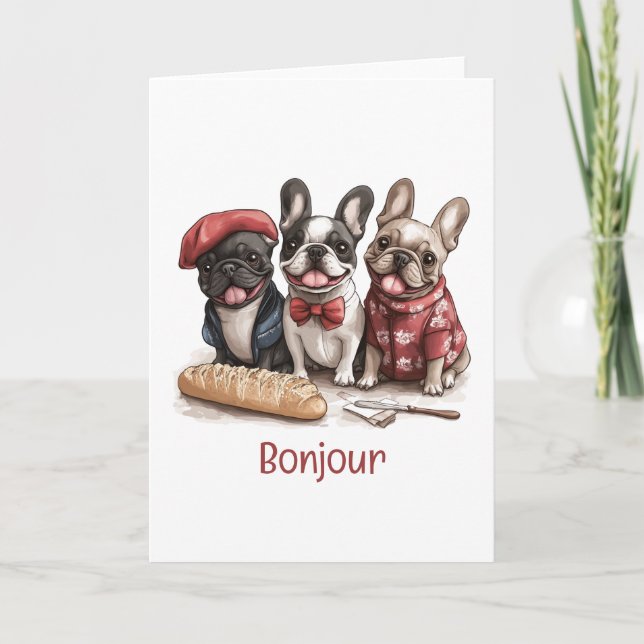 Bonjour franska bulldoggar kort (Framsida)