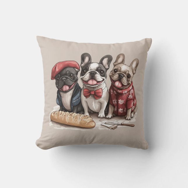 Bonjour franska bulldoggar kudde (Framsida)