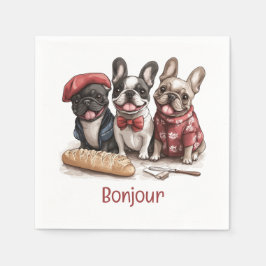 Bonjour franska bulldoggar pappersservett