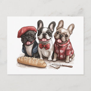 Bonjour franska bulldoggar vykort