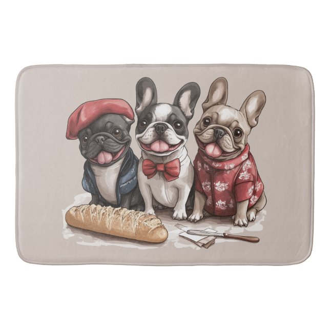 Bonjour French Bulldogs Badrumsmatta (Framsidan)