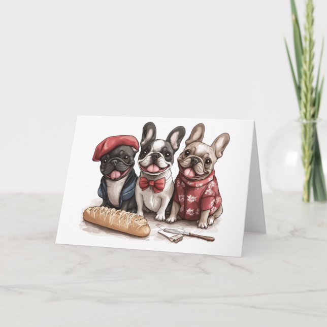 Bonjour French Bulldogs Kort (Framsida)