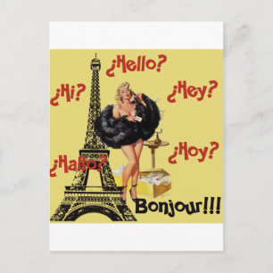 Bonjour - Girls Pin Up Vykort