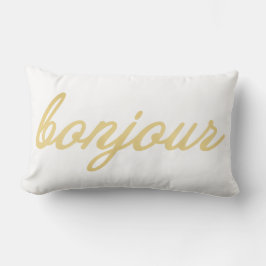 Bonjour Guld Script White Lumbarkudde