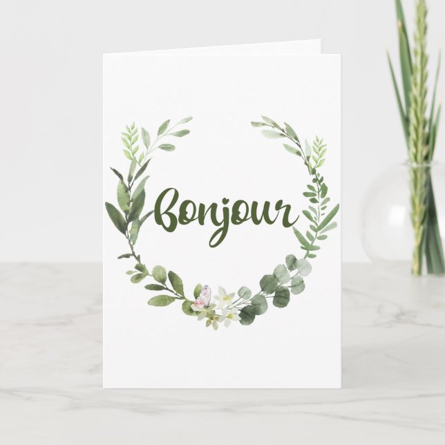 Bonjour Hej Fransk Kort (Framsida)