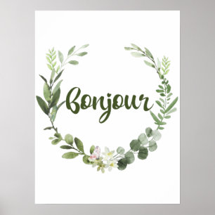 Bonjour Hej Fransk Poster