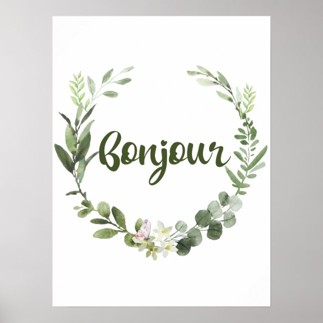 Bonjour Hej Fransk Poster (Framsidan)