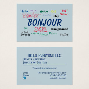Bonjour Hej Languages World Colorful Visitkort
