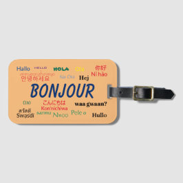 Bonjour Hej Languages World Travel Colorful Bagagebricka