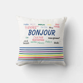 Bonjour Hej Många Language Rand Kudde