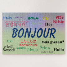 Bonjour Hej Många språk är färgstarka i hela värld