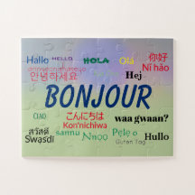 Bonjour Hej Många språk är färgstarka i hela värld