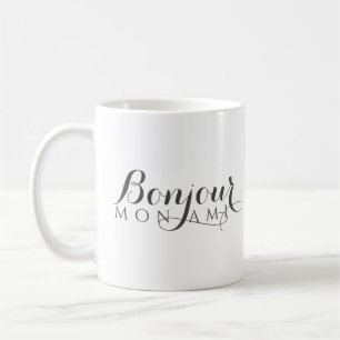 Bonjour Hello Friend Elegant fransk skrift Kaffemugg