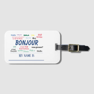 Bonjour Hello World Travel Languages Colorful Name Bagagebricka
