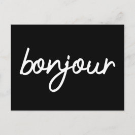 Bonjour lettering postcard vykort