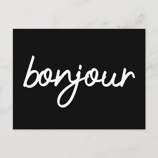 Bonjour lettering postcard vykort (Framsida)