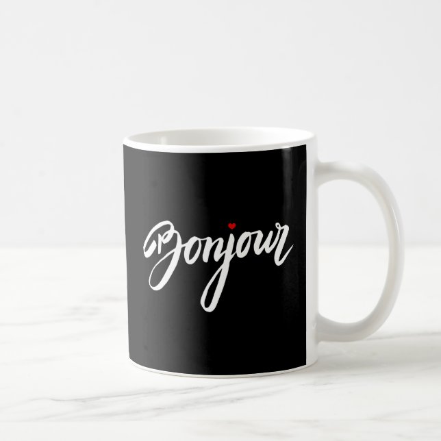Bonjour med ett rött hjärta kaffemugg (Höger)