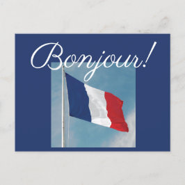 Bonjour! med Flagga av Frankrike Vykort