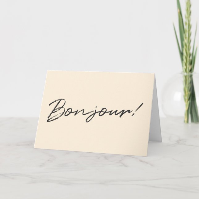 Bonjour! | Modern Cream Elfenbenskustens Fransk He Kort (Framsida)