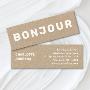 Bonjour! Modern Minimal Mini Business Visitkort