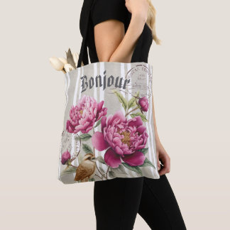 Bonjour Modern retro botanical stripped teacher Tygkasse
