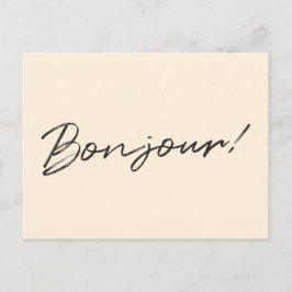 Bonjour! | Modernt skript krämfärgad elfenben fran Vykort