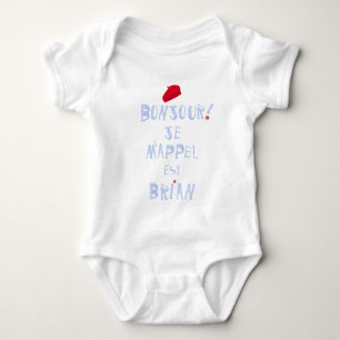 Bonjour my Namn Red Beret Cute Fransk Oui baby T Shirt