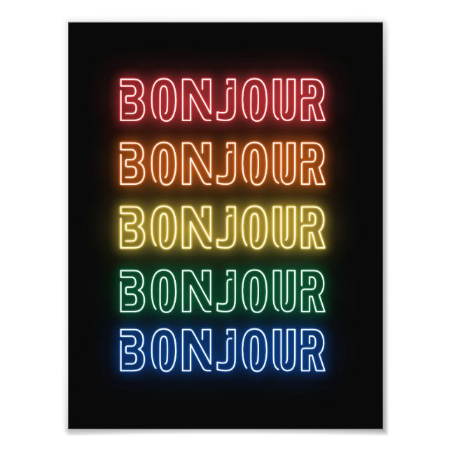 Bonjour Neon Tematisk Modern Regnbåge  Fototryck (Framsidan)