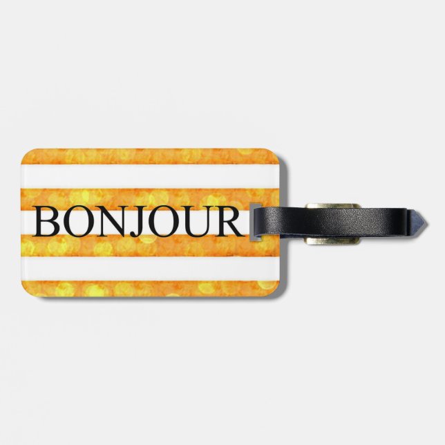Bonjour Orange Rand Bokeh Bagagebricka (Baksida Vågrät)