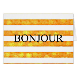 Bonjour Orange Rand Bokeh Hälsningskort