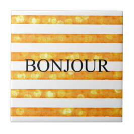 Bonjour Orange Rand Bokeh Kakelplatta
