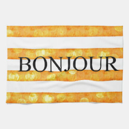 Bonjour Orange Rand Bokeh Kökshandduk