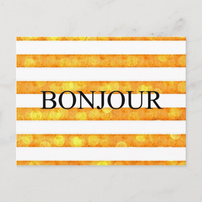 Bonjour Orange Rand Bokeh Vykort (Framsida)