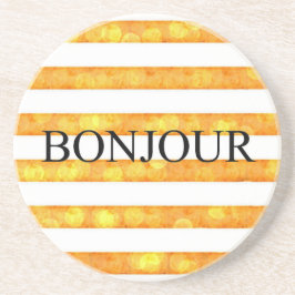 Bonjour Orange Stripe Bokeh Underlägg Sandsten