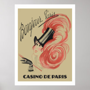 Bonjour Paris ("Casino de Paris" vintage annons) Poster