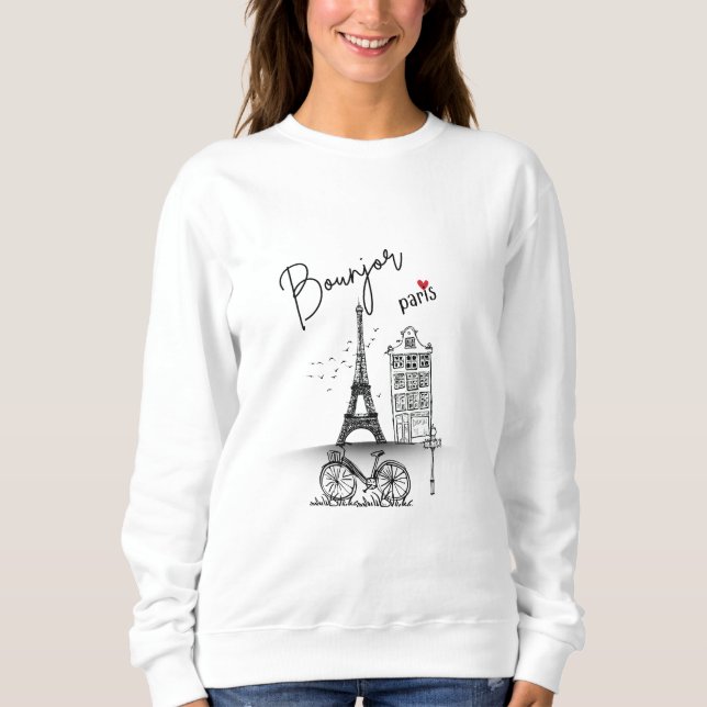 Bonjour Paris: Chicens minimalistiska utformning T Shirt (Framsida)