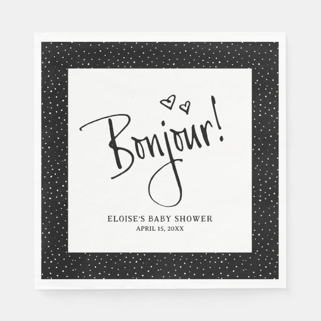 Bonjour! Paris Doodle Sketch Personlig Napkins Pappersservett (Framsidan)