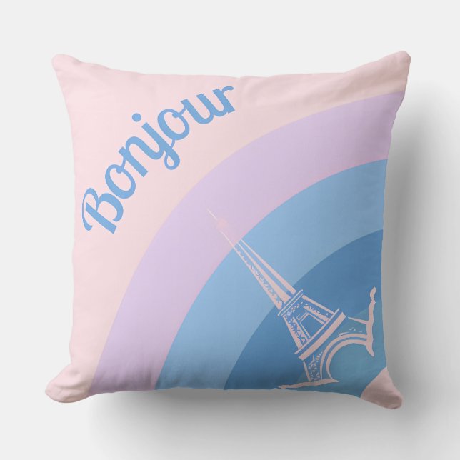 Bonjour Paris Eiffel Torn Art Dekorativ kudde (Framsida)