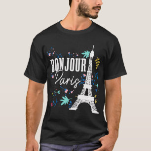 Bonjour Paris Eiffel Torn Frankrike Souvenir T Shirt