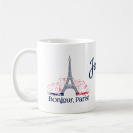 Bonjour Paris Frankrike Personlig Namn Kaffemugg