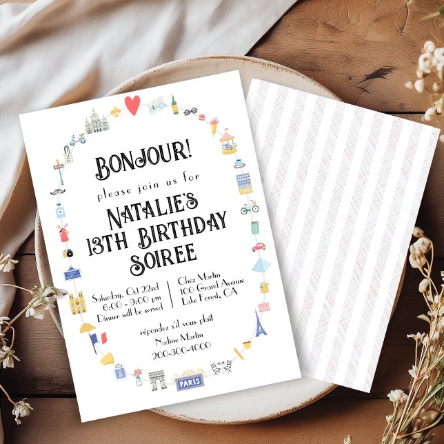 Bonjour Paris Icon Födelsedagsfest inbjudan (Skapare uppladdad)