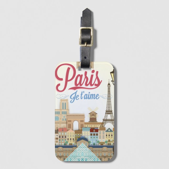 Bonjour Paris Travel Bagagebricka (Framsida vertikal)