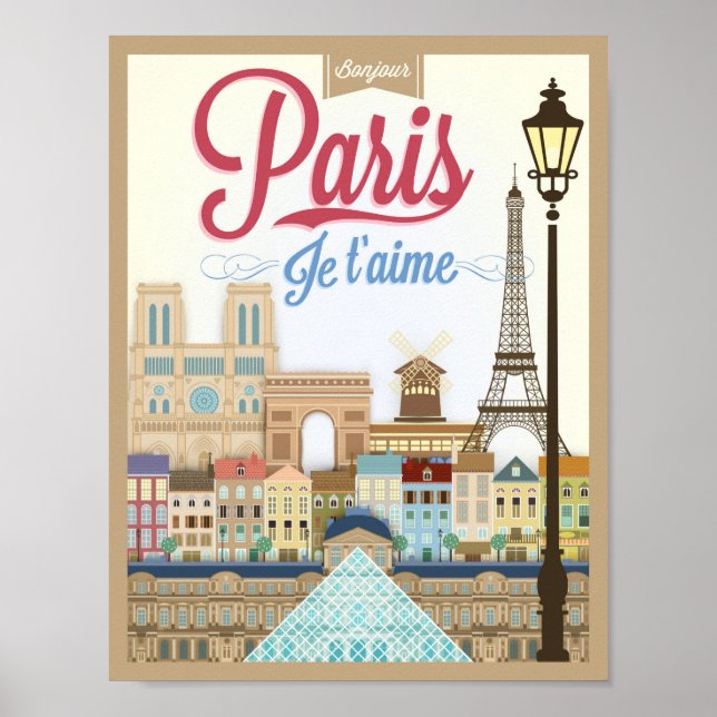 Bonjour Paris Travel Poster (Framsidan)