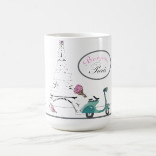 Bonjour Paris White, Eiffel Torn Magisk Mugg