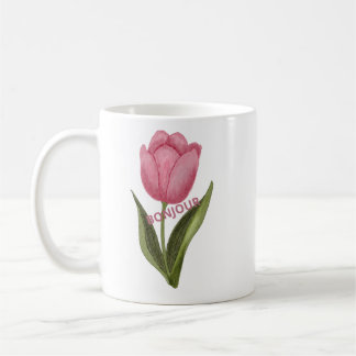 Bonjour Pink Tulip Floral Mug – Elegant Spring Flo Kaffemugg