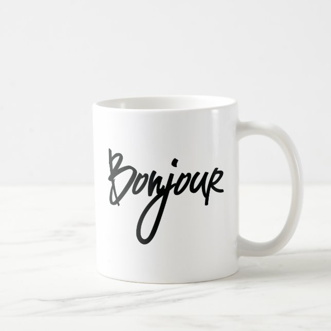 Bonjour Script (Black) för Älskare av Frankrike Kaffemugg (Höger)