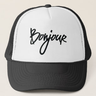 Bonjour Script (Black) för Älskare av Frankrike Keps